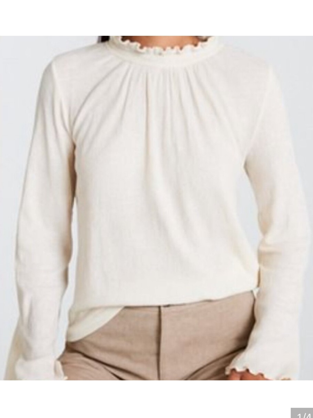 MADEWELL Texture Thread Ruffle Mockneck Long Sleeve - Picture 1 of 6
